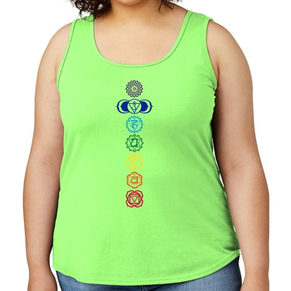 Women's Colored Chakras Yoga Mid-weight Tanktop, Large Neon Green