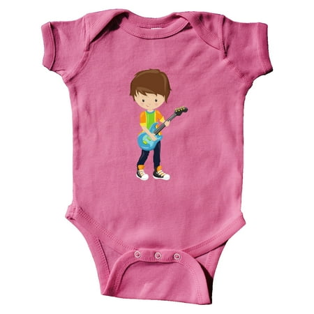 

Inktastic Rock Boy Brown Hair Boy Playing Guitar In Band Gift Baby Boy Bodysuit