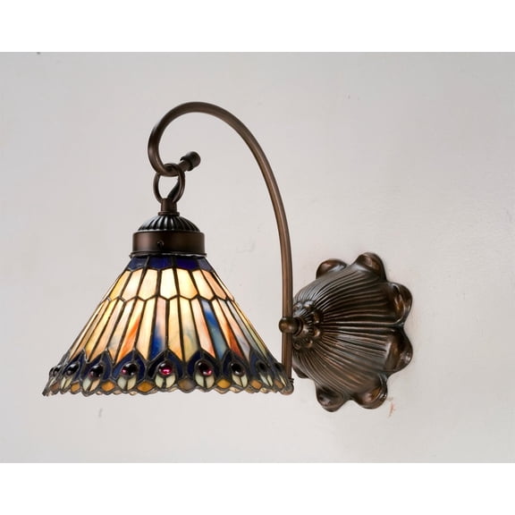 Meyda Tiffany - 18525 - One Light Wall Sconce - Tiffany Jeweled Peacock - Mahogany Bronze-55pack
