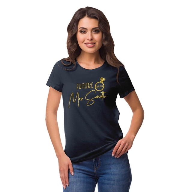Inkdotpot Personalized Womens Tshirt Top Future Mrs WeddingAnnouncement Shirt-LR
