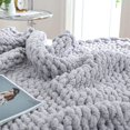 thumbnail image 1 of ZXNYH Chunky Knit Blanket Throw 51"x63", 100% Hand Knitted Chenille Throw Blanket, Big Soft Thick Yarn Cable Knit Blanket, Large Rope Knot Crochet Throw Blankets for Couch Bed Sofa (Beige), 1 of 8
