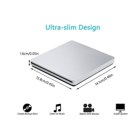 Cd Rom Cleaner - USB Slim Slot in External 8x DVDRW DVD CD RW ROM Burner Writer Drive for Apple Mac PC Box Laptop Desktop Portable Enclosure Housing Caddy Case