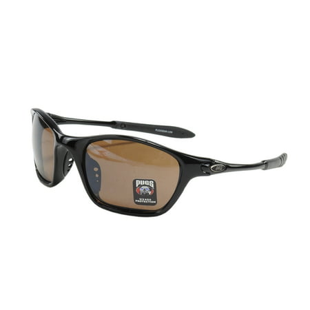 Pugs Eyewear Mens UV400 Protection High-Quality Pugs Gear Sunglasses, Black Frame/Brown Tinted Lenses