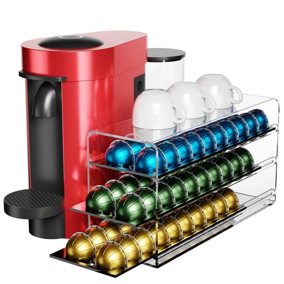 Organizador de cápsulas de café LifeMoreasy de acrílico, 3 niveles, capacidad para 60 cápsulas