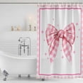 thumbnail image 3 of Pink Bowknot Shower Curtain, Waterproof Shower Curtains for Bathroom, Shining Stars Vintage White Plaid Modern Washable Fabric Bathtub Curtain Set Bath Decor with 12 Hooks Long 72"x84", 3 of 8