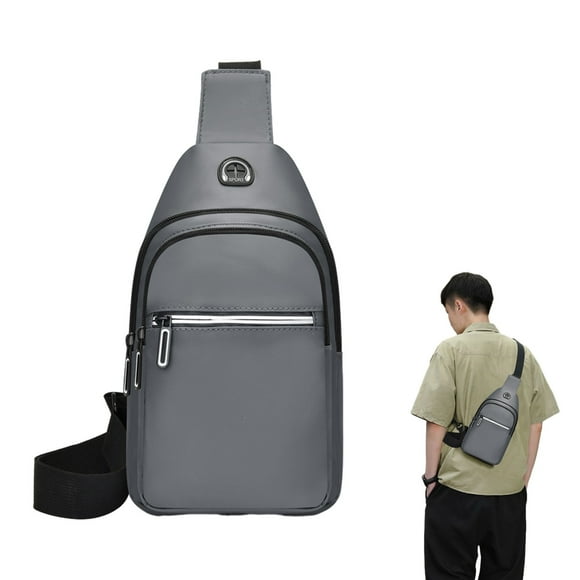 WIZUTIZ Small Sling Bag Crossbody Chest Shoulder Water Sling Purse Strap Travel Bag For Men Women Boys With Earphone Hole for Men Womens Chest Bags Men's Chest Bags Chest Bags Womens Men's Gray