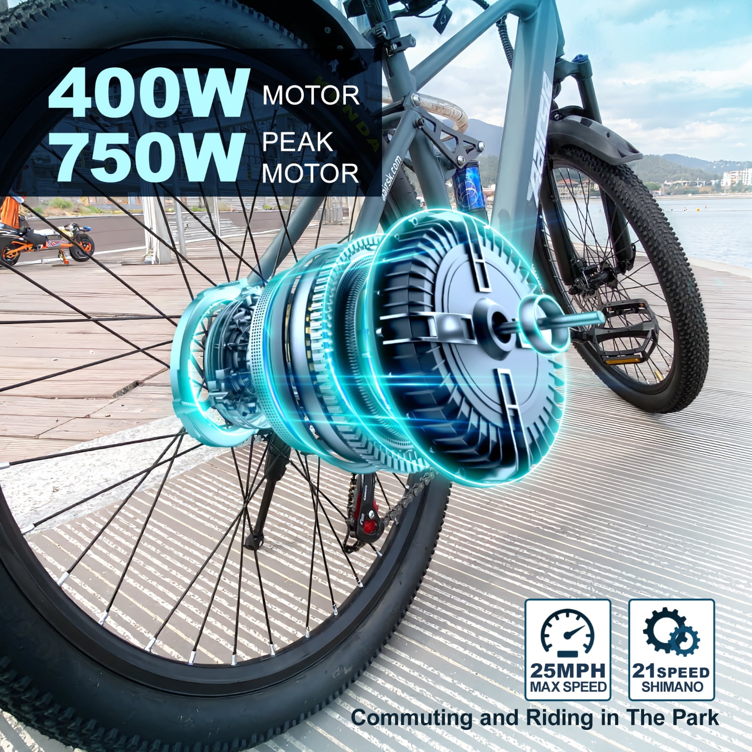 26"Electric Mountain Bike for Adults, 400W 25MPH 40 Miles , 36V 13AH ,City Commuting E-bike