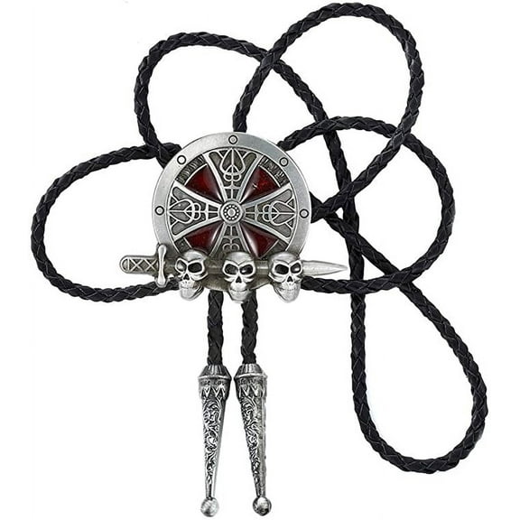 Vintage White Crack Triangle Bolo Tie for Men with Silver Bolo Tie Tips