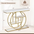 thumbnail image 3 of Gymax 4-Tier Console Table w/Storage Shelves Circle Base Accent Behind Couch Table White & Gold, 3 of 10
