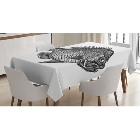 

Ambesonne Fish Tablecloth Rectangular Table Cover Rock Bass Black and White 60 x84 Black White