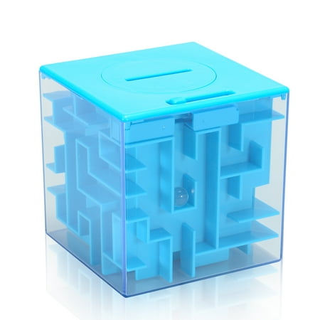 - Coin Cash Bills Storage Boxes for Kids Children Maze Puzzle Money Box Money Saving Box Maze Money Cube Bank,Great Gift for Develop Intelligence Blue