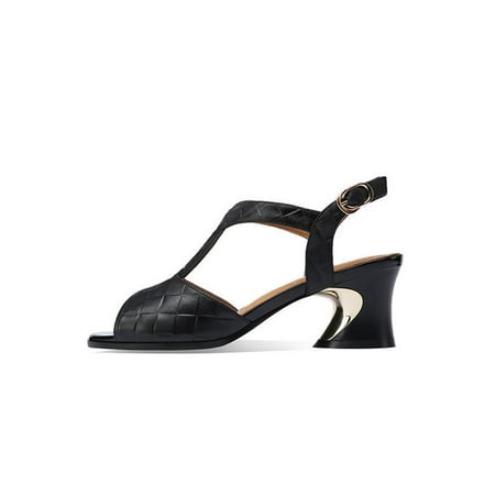 

Woobling Ladies Dress Pumps Summer Sandals Chunky Heel Heeled Sandal Womens Shoes Elegant Casual Shoe Breathable Comfort Black 8