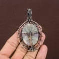 thumbnail image 2 of Natural Owyhee Opal, Moonstone Gemstone Copper Wire Wrap Pendant 2.96", 2 of 5