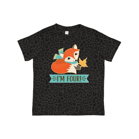 

Inktastic 4th Birthday Fox 4 Year Old Gift Toddler Boy or Toddler Girl T-Shirt