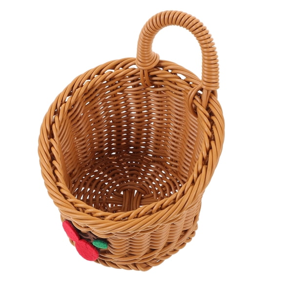 ETEREAUTY Light Brown Woven Wall Basket for Kitchen Storage and Fruit Vegetable Organization