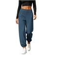 thumbnail image 4 of Levmjia Women Solid Color Side Slit Wide Leg Pants High Waisted Elastic Waist Casual Yoga Trousers for Summer Beach Vacation, 4 of 9