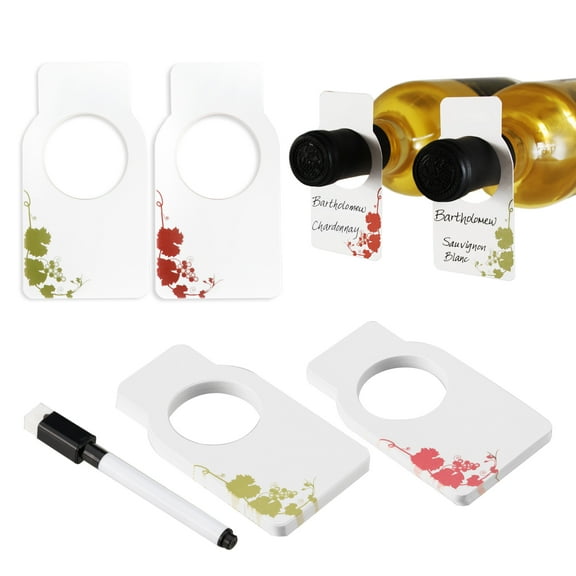 True Vintner Wine Cellar Tags with Black Pen, Wine Accessories, Set of 50