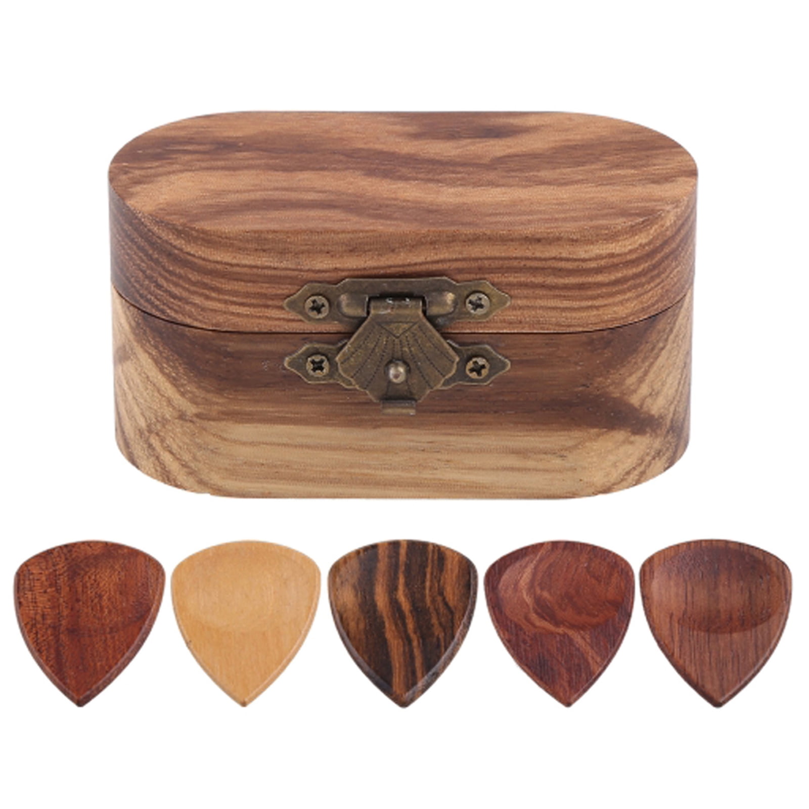 Guitar Solids Pick with Storage Box Wooden Guitar Pick Guitars Plectrums for Electric,Acoustic,or Bass Guitars