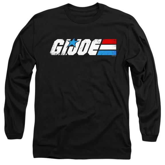 G.I. Joe Distressed Logo Unisex Adult Long-Sleeve T Shirt, Black, 2X-Large