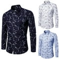 thumbnail image 3 of Mens Long Sleeve Floral Print Fit Shirt Casual Party Formal Tops Blouse Shirt, 3 of 8