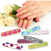 30Pcs Mini Nail Files, Double Sided Emery Boards for Nails Professional Nail File for Acrylic & Natural Nails Colorful Floral Fingernail Buffering Files Nail Art Tools for Home and Salon Use