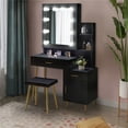 thumbnail image 2 of Topcobe Vanity Desk Set with Mirror and Lights, Makeup Dressing Table for Bedroom, Black, 2 of 7