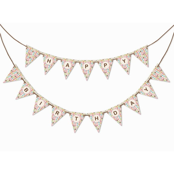 Inkdotpot Birthday Party DecorationsHappy Birthday Party GarlandBaby Boy Or Girl Donuts Gender Neutral Pennant Banner Flag