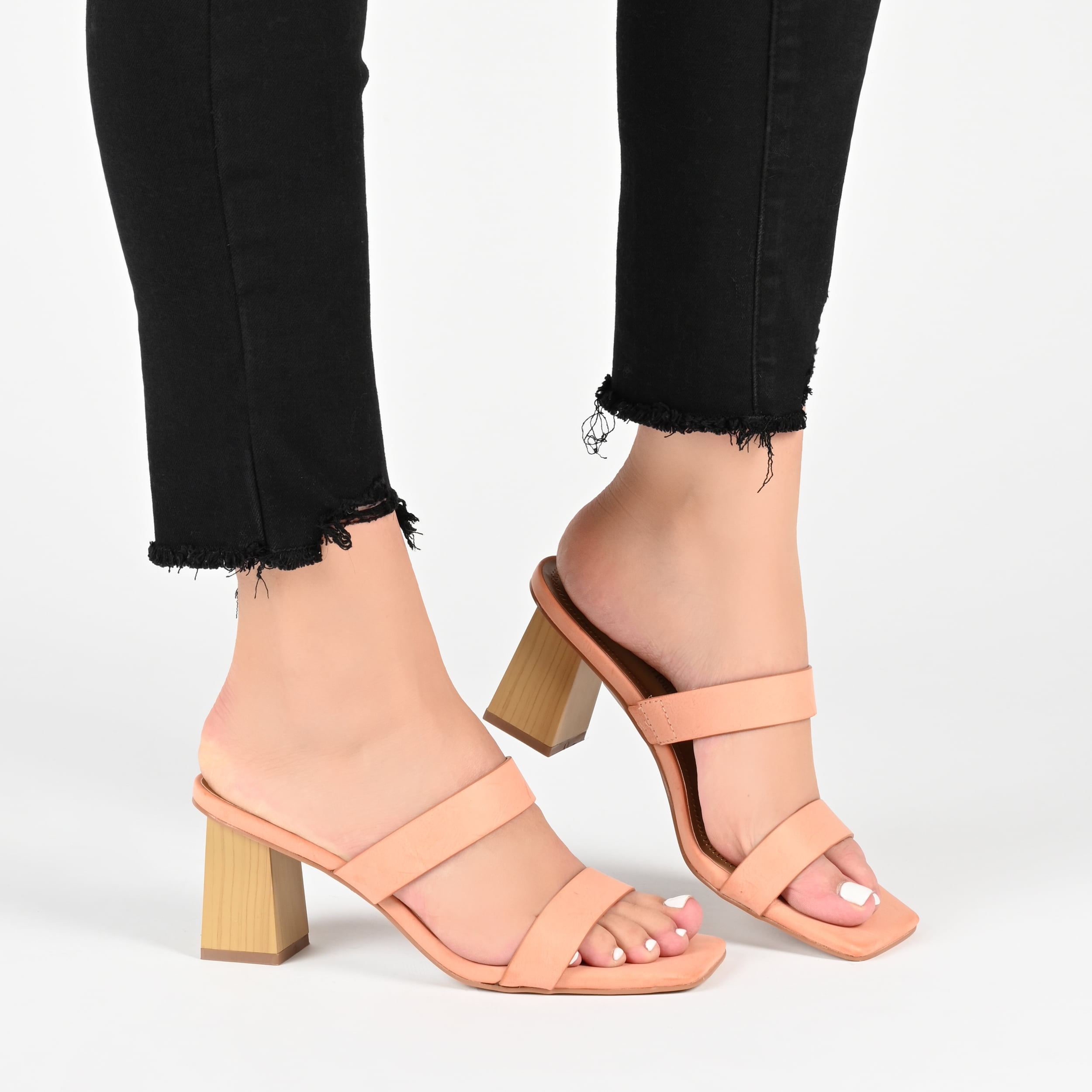 Journee Collection Womens Nolla Tru Comfort Foam Open Square Toe Block Heel Sandals