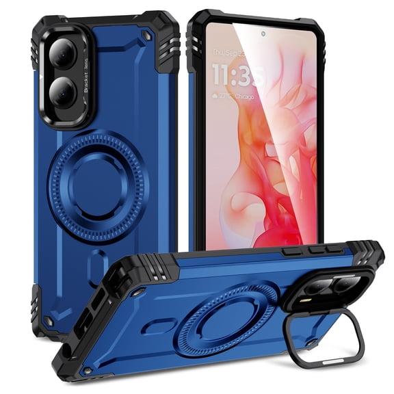 for Motorola Moto G Stylus 5G 2024 Case Magnetic with Camera Ring Kickstand, Slim Shockproof Military Protecive Wireless Charging Phone Cover Case Compatible with Moto G Stylus 5G 2024, Blue