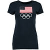 USA Women's Flag 5 Rings/Back T-Shirt - Navy