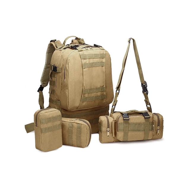 Mochila Táctica Militar Sistema Molle Premiun Uso Rudo 55L LING HAO Color Caqui