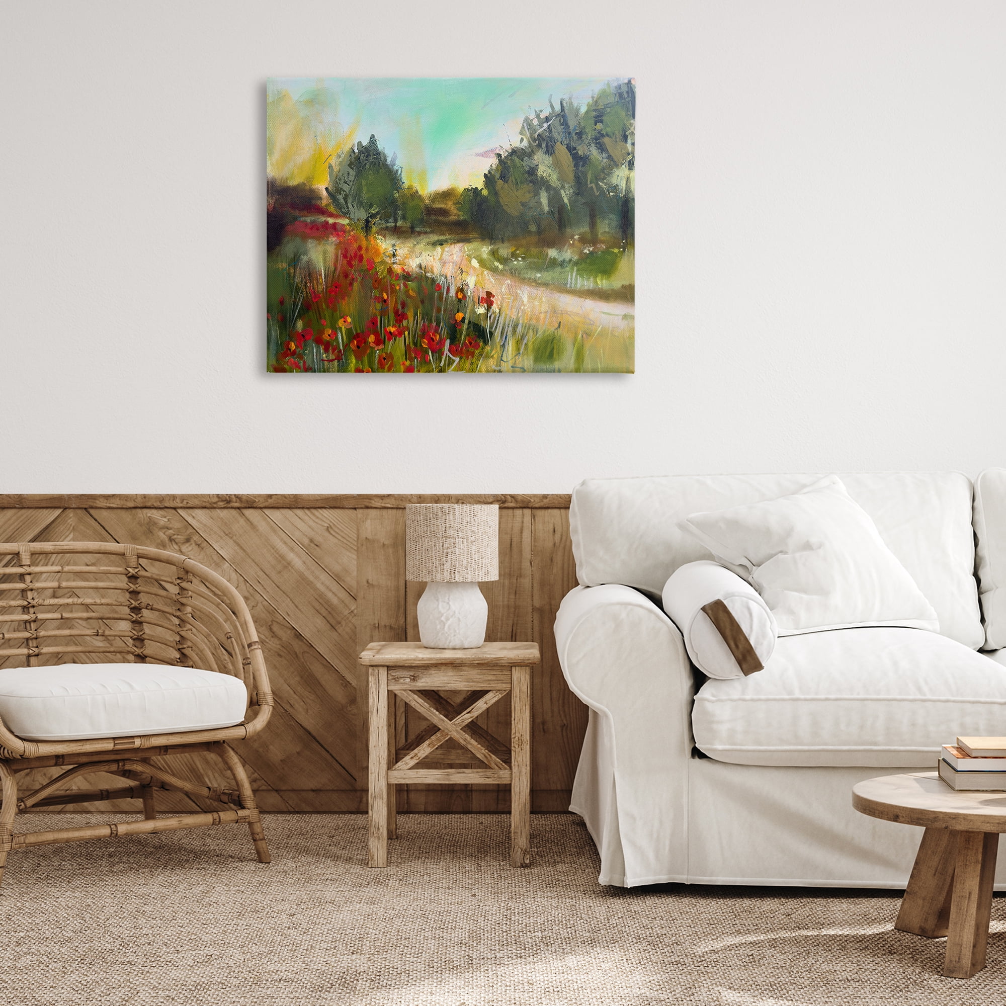 Stupell Industries Poppy Sunset Landscape Landscape & Nature Painting Wrapped Canvas Art Print Wall Art, 40 x 30