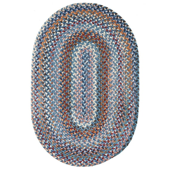 Blue Rug Braided Textured Room-Sized 10' X 13' Casual Reversible Thick Wool Carpet