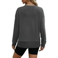 thumbnail image 4 of Plus Size Hoodies for Women Solid Color Casual Loose Round Neck Long Sleeve Color Block Side Slit Pullover Sweatshirts Tops,Dark Gray,2XL, 4 of 5