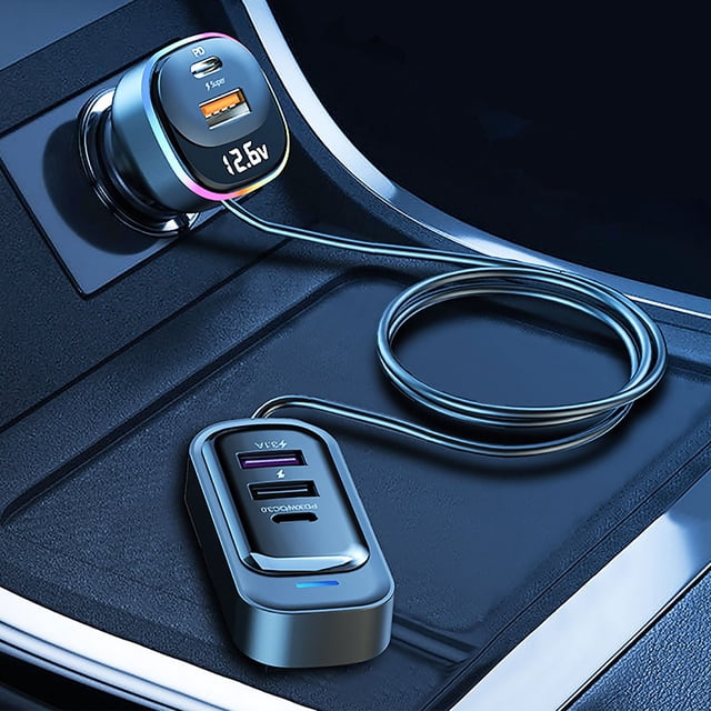 Binmer Car Fast Charger Multi-function 66W Car Charger Car Rear Phone Charger LED Display 5-port Expansion Widely Intelligent Charging