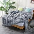thumbnail image 6 of DOMDEC Luxury Flannel Fleece Comforter with Plush Sherpa Back - Faux Fur Blanket, Winter Warmth, Grey Blue Twin Size 68x90 Inches, 6 of 8