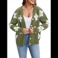 thumbnail image 3 of Cárdigan con Estampado Floral para Mujer, Larga, Abertura Frontal, Botones, Cuello en V, Tejido de Punto. Verde XL, 3 of 8