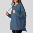 thumbnail image 3 of Women's Waffle Knit Hooded Pullover with Side Slits Casual Drop Shoulder Long Sleeve Sweatshirt Ribbed Cuff Sporty Top with Front Pockets and Relaxed Fit Streetwear Top, 3 of 11