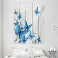 thumbnail image 1 of Butterflies Tapestry, Blue and White Butterflies on Wooden Background Timber Wall Rustic Life, Wall Hanging for Bedroom Living Room Dorm Decor, 60W X 80L Inches, Silver Blue White, by Ambesonne, 1 of 2