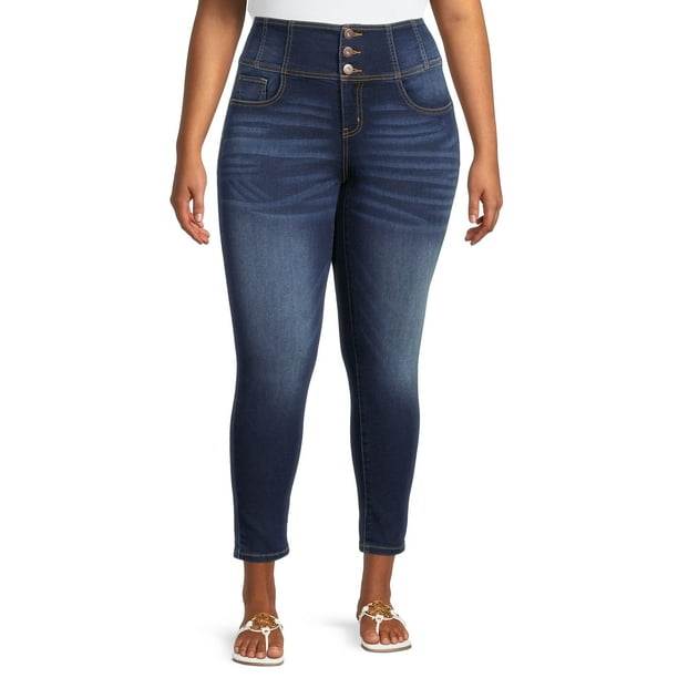 No Boundaries Juniors' Plus Size High Rise 3 Button Corset Jean ...