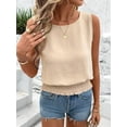 thumbnail image 5 of Womens Crew Neck Crop Tank Tops Cute Summer Sleeveless Smocked Tops  S, 5 of 9