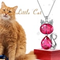 thumbnail image 2 of Juwaliy Collar de Piedra Natal de Julio con Colgantes de Gato, Collares de Rubí Rojo, Joyería de Plata de Ley 925, Joyería para Mujer, Hija, Esposa, Madre, Regalo de Cumpleaños de Navidad, 2 of 7