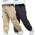 thumbnail image 2 of Bovxnpu Summer Toddler Boys Girls Pants, Kids Casual Pants, Solid Color Pocket Casual Sports Ankle Bound Work Pants Full Length Pants 10-11 Years, 2 of 7