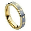 TK Rings 108TR-5mmx5.0 5 mm Yellow Gold Plated Laser Engraved Crosses Design Tungsten Ring - Size 5