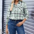 thumbnail image 5 of Hsovts Womens Plaid Flannel Button Down Shirt, Long Sleeve Tartan Buffalo Check Relaxed Fit Multi‑Color Option Casual Daily Camping Tops with Adjustable Cuffs Green L, 5 of 6