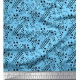 thumbnail image 1 of Soimoi Blue Cotton Voile Fabric Brush Stroke & Dots Abstract Printed Fabric 1 Yard 42 Inch Wide, 1 of 3