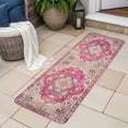 thumbnail image 6 of Hallway Runner Rug Indoor Outdoor 19.7"x63",Boho Pink Absorbent Non Slip Floor Rug,Middle Century Boho Geometric Abstract Southwestern Low Profile Door Mat for Double Door Kitchen Laundry Corridor, 6 of 9