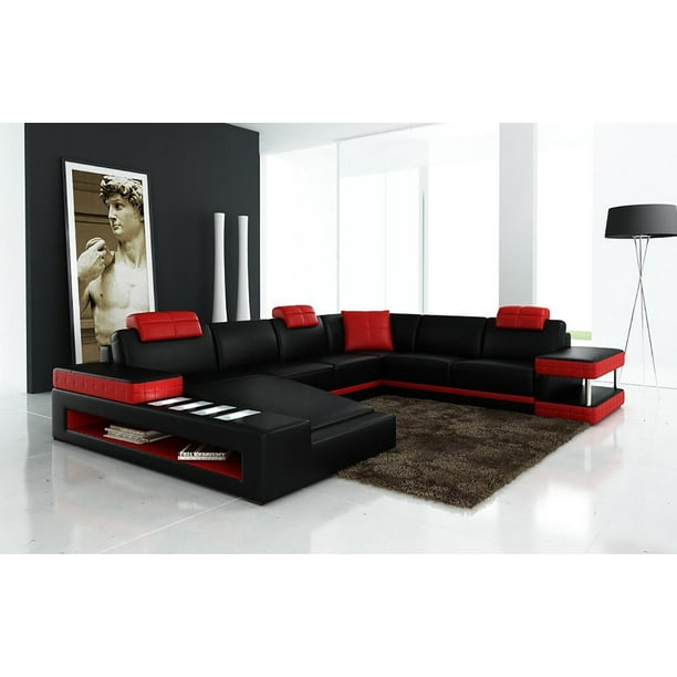 Maxwest 622 Br Modern Black Red Bonded Leather 4pcs Sectional Com - Black Red Bonded Leather Sectional Sofa Maxwest 622 Br Modern Black Red Bonded Leather 4pcs Sectional Com - Black Red Bonded Leather Sectional Sofa