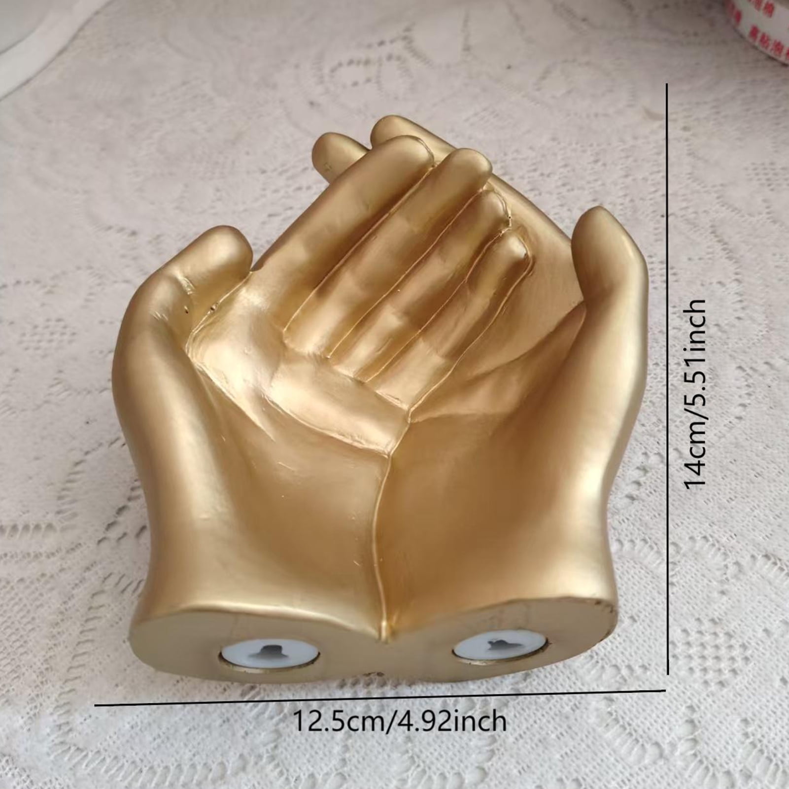 OIUR Palm Sculpture Jewelry Plate Wall Art Hand Statue Storage Tray Resin Golden Hand Sculpture for Home Entrance Living Room Decor