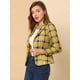 thumbnail image 4 of Chaqueta Tipo Blazer Informal Con Solapa De Muesca Y Manga Larga Para Mujer Cuadros amarillos M, 4 of 6
